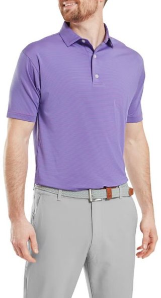 FootJoy Micro Feeder Stripe Lisle polo de hombre, marino/rosa