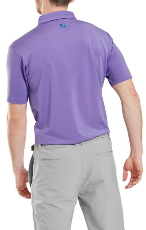 FootJoy Micro Feeder Stripe Lisle polo de hombre, marino/rosa