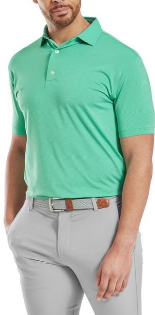 FootJoy Micro Feeder Stripe Lisle polo de hombre, lagoon/mint