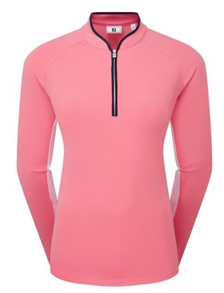 FootJoy 1/4-Zip LS Sun Protection camiseta de manga larga con protección solar para mujer, pink lemonade