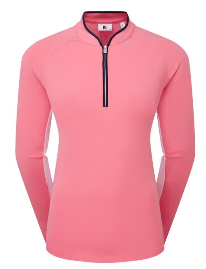 FootJoy 1/4-Zip LS Sun Protection camiseta de manga larga con protección solar para mujer, pink lemonade