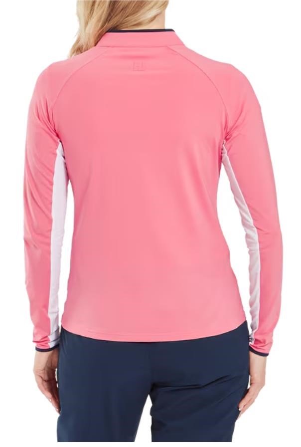 FootJoy 1/4-Zip LS Sun Protection camiseta de manga larga con protección solar para mujer, pink lemonade