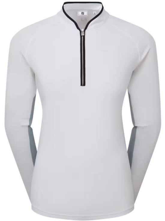 FootJoy 1/4-Zip LS Sun Protection camiseta de manga larga de mujer con protección solar, blanca