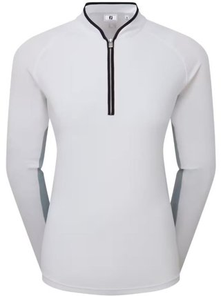 FootJoy 1/4-Zip LS Sun Protection camiseta de manga larga de mujer con protección solar, blanca