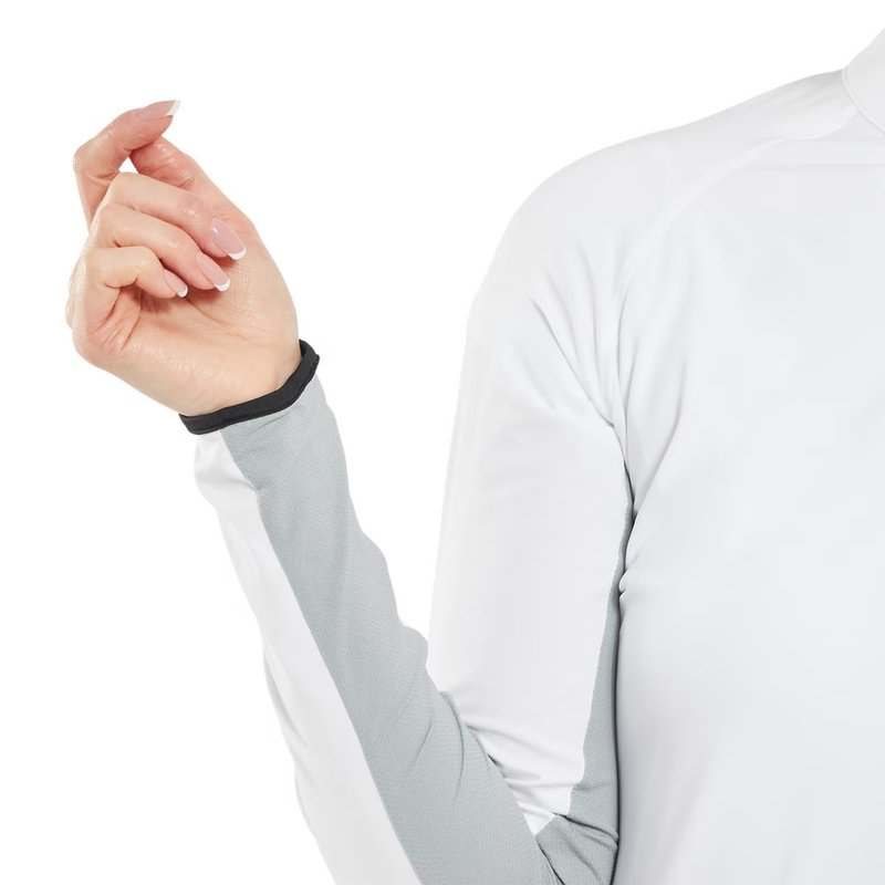 FootJoy 1/4-Zip LS Sun Protection camiseta de manga larga de mujer con protección solar, blanca