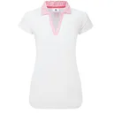 FootJoy Cap Sleeve Print Trim Lisle polo de mujer, blanco/pink lemonade
