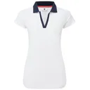 FootJoy Cap Sleeve Print Trim Lisle polo de mujer, blanco/navy