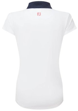 FootJoy Cap Sleeve Print Trim Lisle polo de mujer, blanco/navy