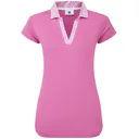 FootJoy Cap Sleeve Print Trim Lisle polo de mujer, berry/berry