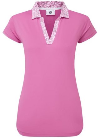 FootJoy Cap Sleeve Print Trim Lisle polo de mujer, berry/berry