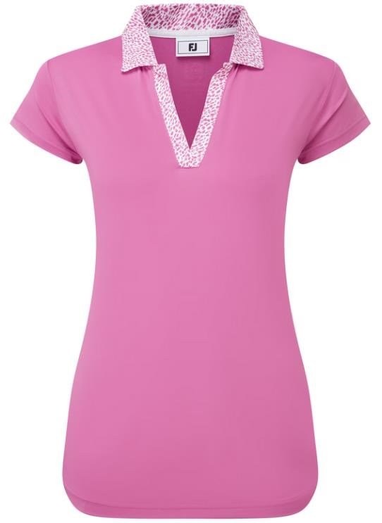 FootJoy Cap Sleeve Print Trim Lisle polo de mujer, berry/berry