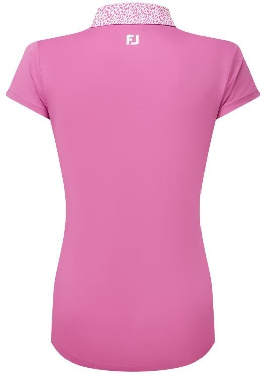 FootJoy Cap Sleeve Print Trim Lisle polo de mujer, berry/berry