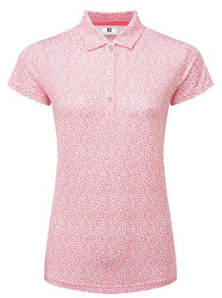 FootJoy Animal Print Cap Sleeve Lisle polo de mujer, pink lemonade