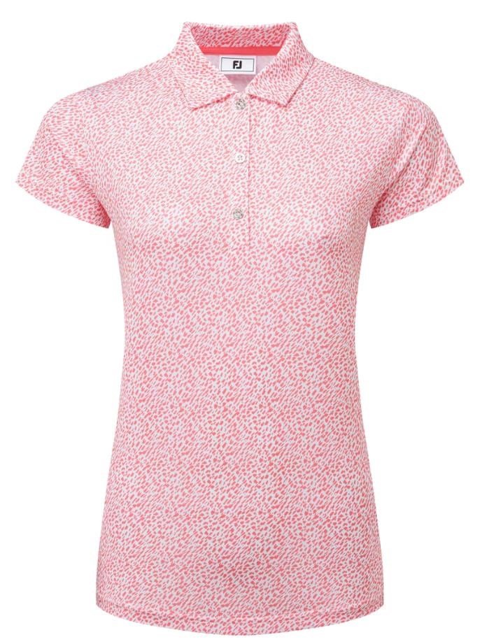 FootJoy Animal Print Cap Sleeve Lisle polo de mujer, pink lemonade