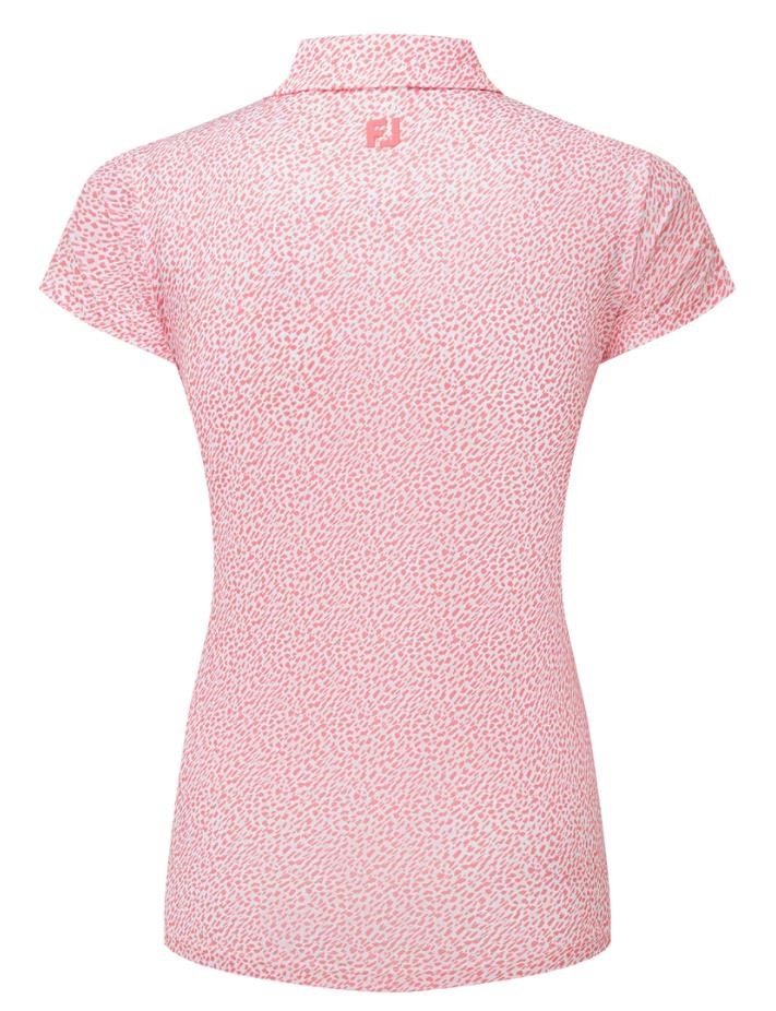 FootJoy Animal Print Cap Sleeve Lisle polo de mujer, pink lemonade