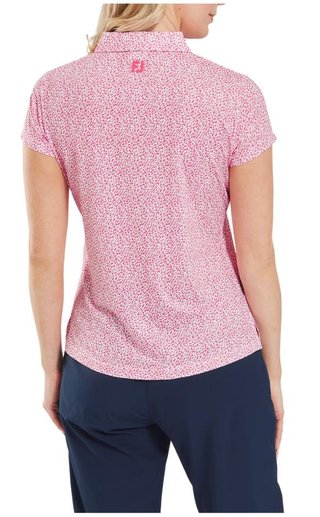 FootJoy Animal Print Cap Sleeve Lisle polo de mujer, pink lemonade