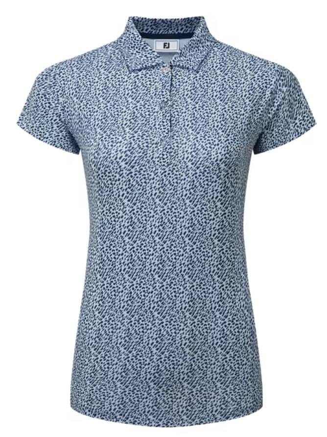 FootJoy Animal Print Cap Sleeve polo de mujer, skyway/white/navy