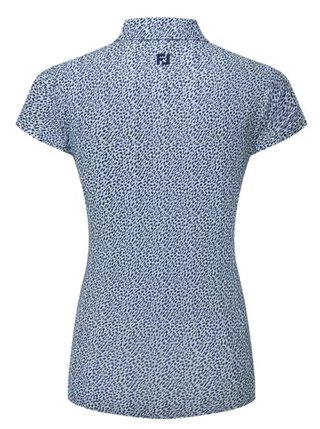 FootJoy Animal Print Cap Sleeve polo de mujer, skyway/white/navy