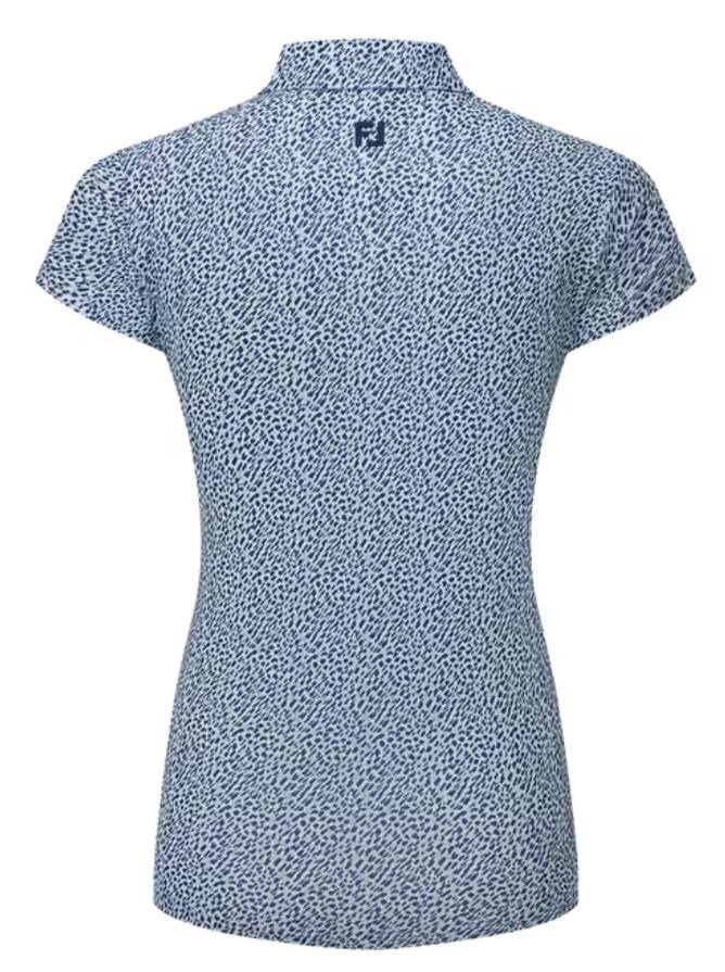 FootJoy Animal Print Cap Sleeve polo de mujer, skyway/white/navy
