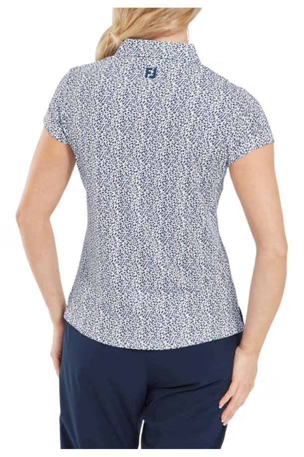 FootJoy Animal Print Cap Sleeve polo de mujer, skyway/white/navy