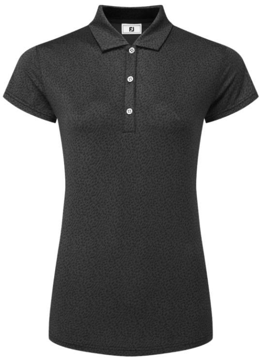 FootJoy Animal Print Cap Sleeve Lisle polo de mujer, negro