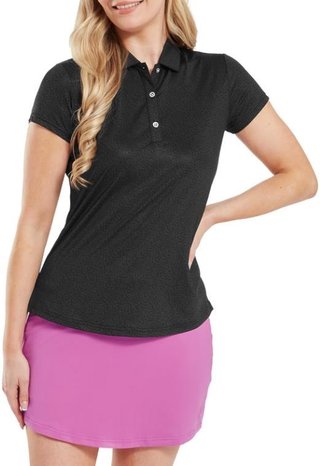 FootJoy Animal Print Cap Sleeve Lisle polo de mujer, negro