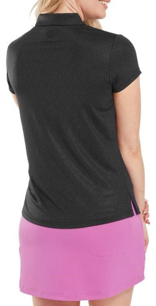 FootJoy Animal Print Cap Sleeve Lisle polo de mujer, negro