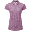 FootJoy Animal Print Cap Sleeve polo de mujer, blanco/berry/negro