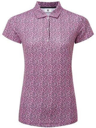 FootJoy Animal Print Cap Sleeve polo de mujer, blanco/berry/negro