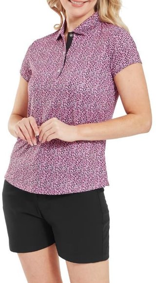FootJoy Animal Print Cap Sleeve polo de mujer, blanco/berry/negro