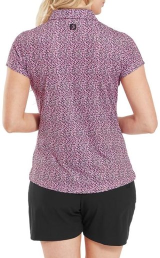FootJoy Animal Print Cap Sleeve polo de mujer, blanco/berry/negro