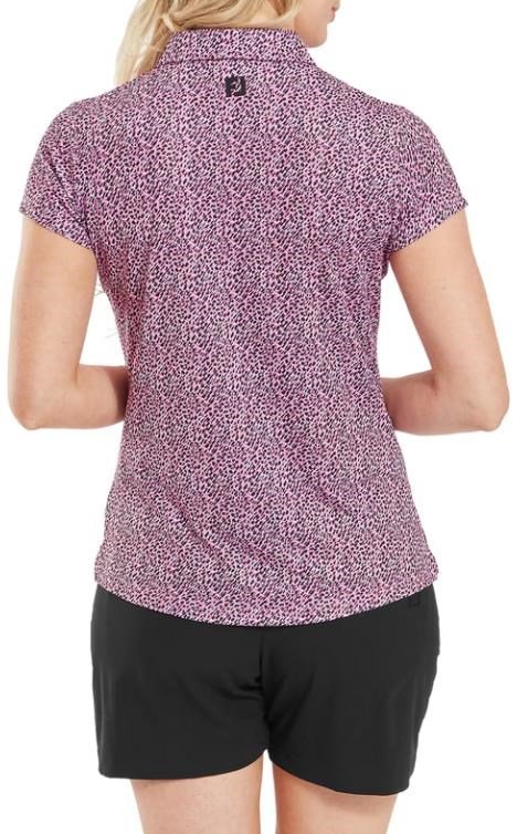 FootJoy Animal Print Cap Sleeve polo de mujer, blanco/berry/negro
