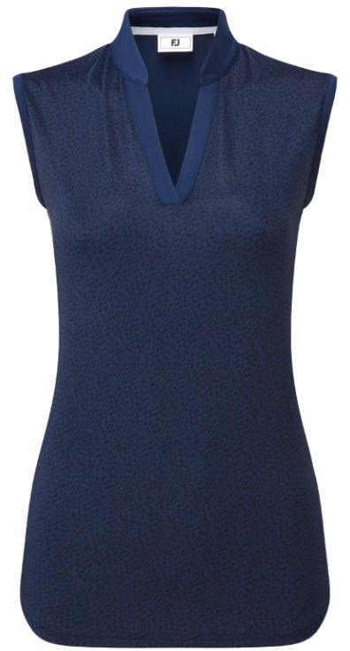 FootJoy Animal Print Sleeveless Lisle polo de mujer, azul marino