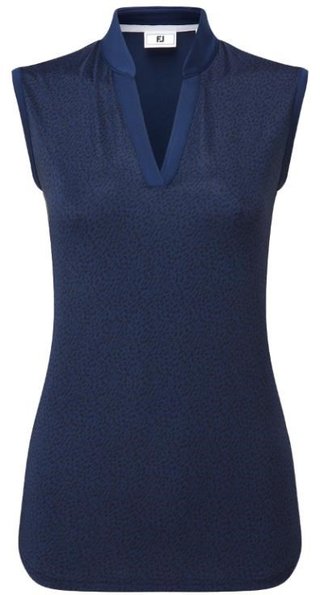 FootJoy Animal Print Sleeveless Lisle polo de mujer, azul marino