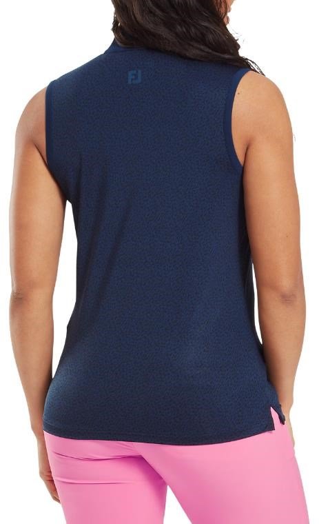 FootJoy Animal Print Sleeveless Lisle polo de mujer, azul marino