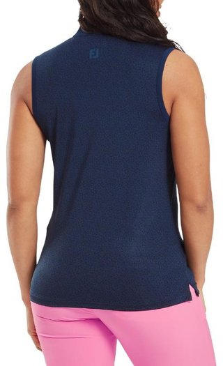FootJoy Animal Print Sleeveless Lisle polo de mujer, azul marino