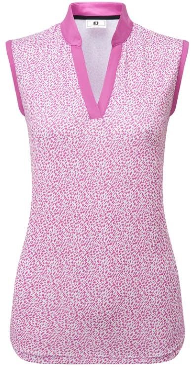 FootJoy Animal Print Sleeveless polo de mujer, berry
