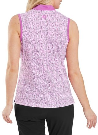 FootJoy Animal Print Sleeveless polo de mujer, berry