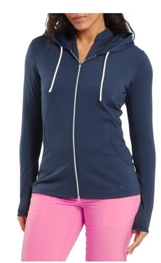 FootJoy Full-Zip Double Knit sudadera con capucha de mujer, azul marino