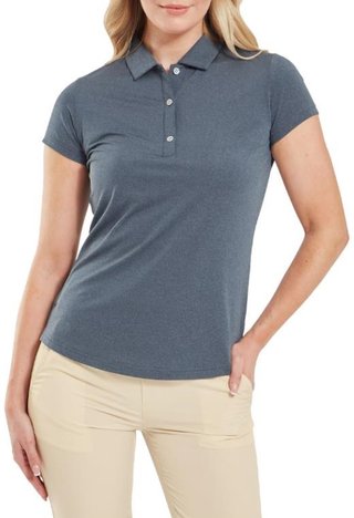 FootJoy Cap Sleeve Lisle polo de mujer, heather navy