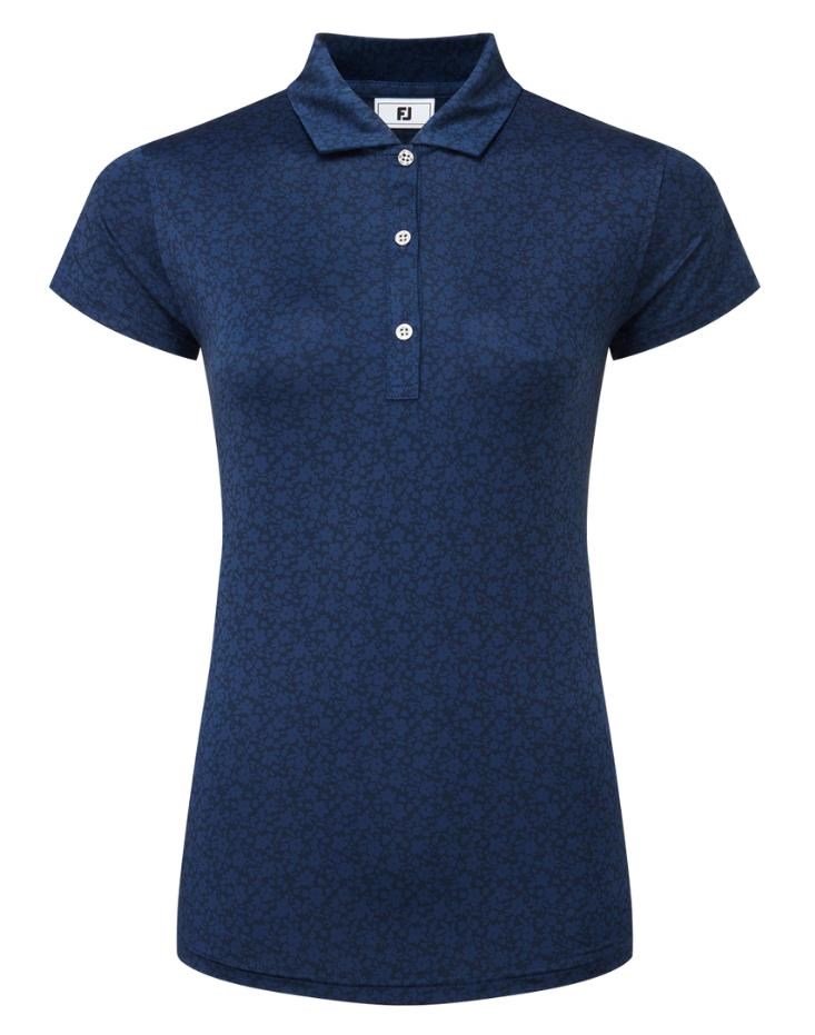 FootJoy Painted Floral Cap Sleeve polo de mujer, azul marino