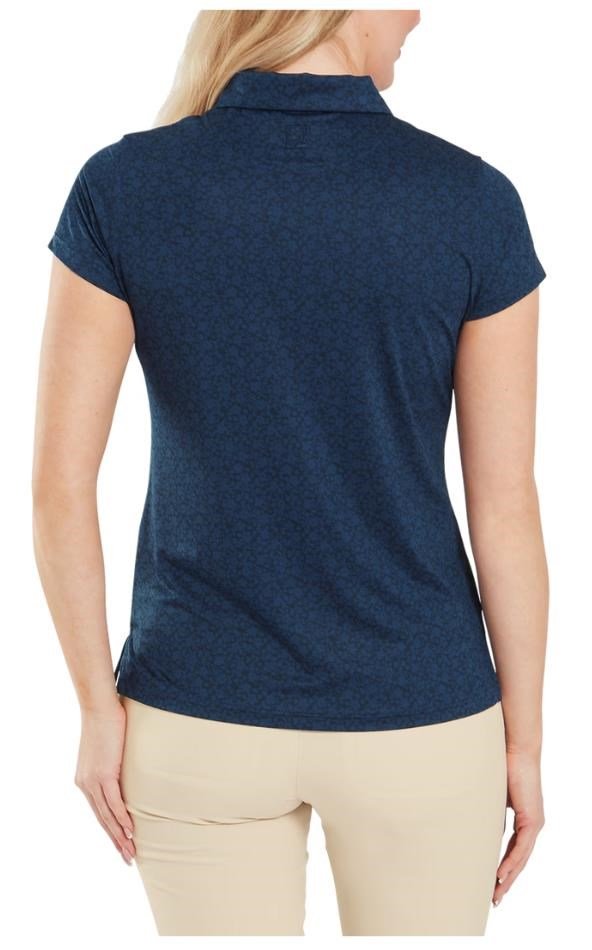 FootJoy Painted Floral Cap Sleeve polo de mujer, azul marino