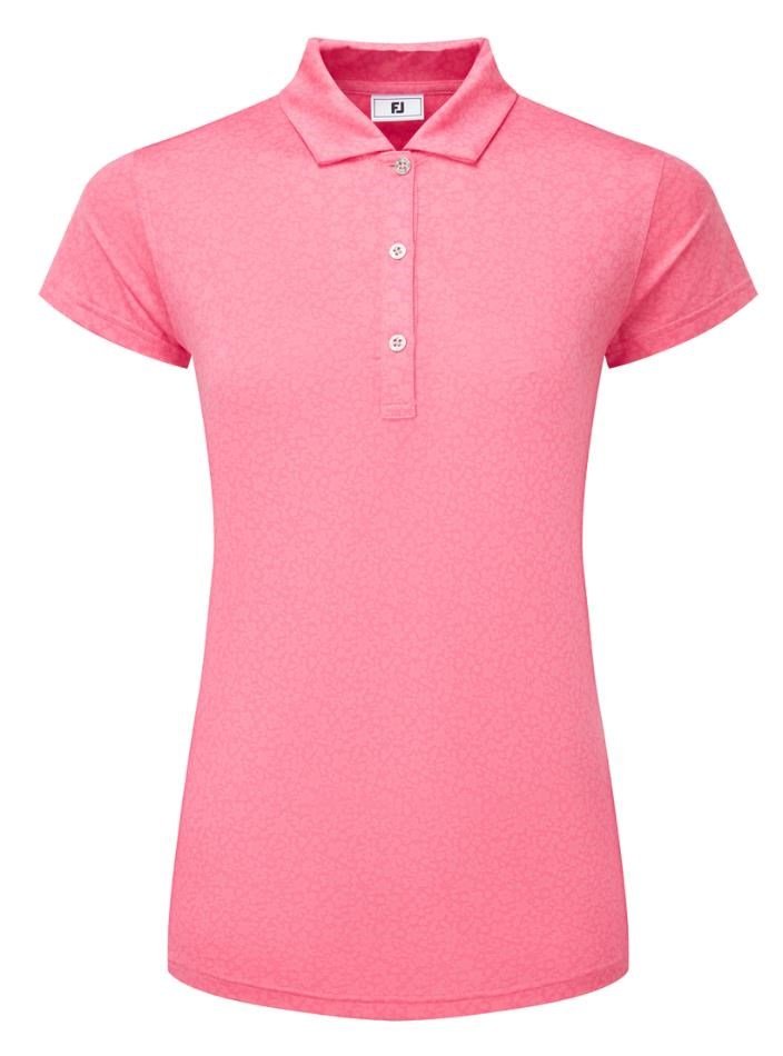 FootJoy Painted Floral Cap Sleeve Lisle polo de mujer, pink lemonade