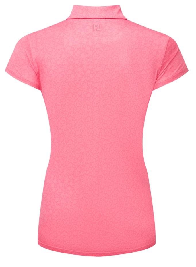 FootJoy Painted Floral Cap Sleeve Lisle polo de mujer, pink lemonade