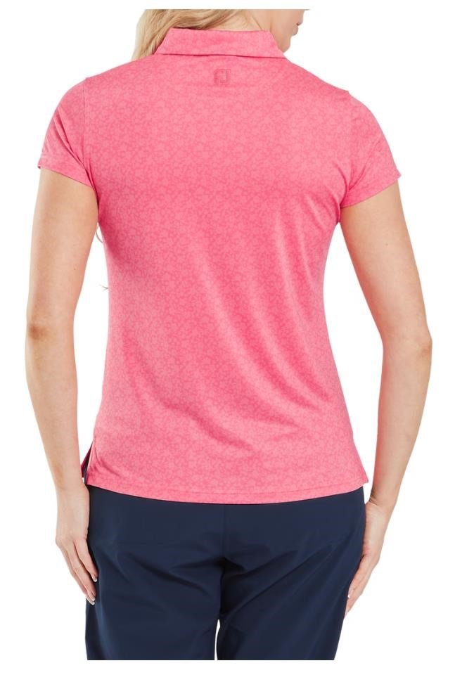 FootJoy Painted Floral Cap Sleeve Lisle polo de mujer, pink lemonade