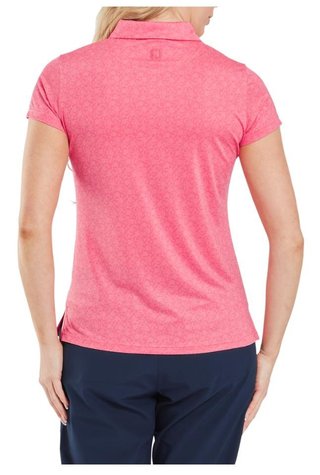 FootJoy Painted Floral Cap Sleeve Lisle polo de mujer, pink lemonade