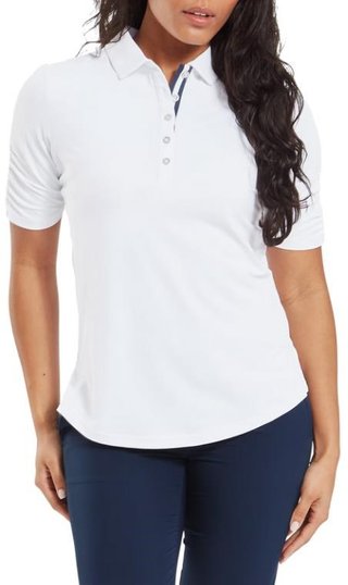 FootJoy Half Sleeve Ruched Lisle polo de mujer, blanco