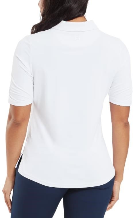 FootJoy Half Sleeve Ruched Lisle polo de mujer, blanco