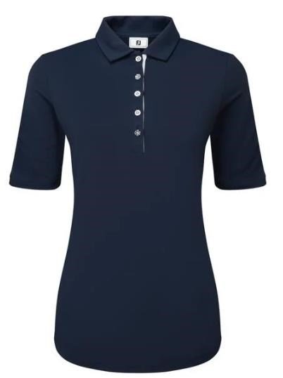 FootJoy Half Sleeve Ruched Lisle polo de mujer, azul marino