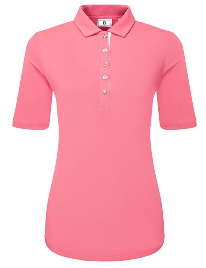 FootJoy Half Sleeve Ruched Lisle polo de mujer, pink lemonade